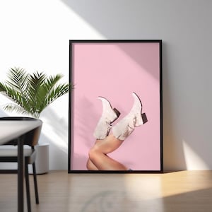 Cowgirl Boots,Country Western Aesthetic, Modern Neutral Fashion Photography, Girly Cowgirl Boots, Home Decor,Trendy Poster