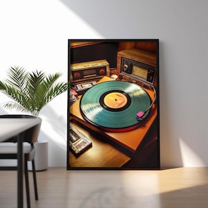 Vintage Record Shop Poster: Retro Music Wall Art