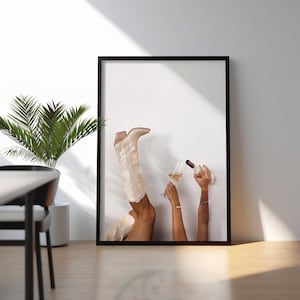 Cowgirl Boots,Country Western Aesthetic, Modern Neutral Fashion Photography, Girly Cowgirl Boots, Home Decor,Trendy Poster