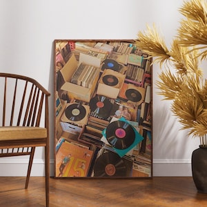 Vintage Record Shop Art Print: Retro Music Wall Decor