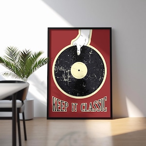 Vintage Record Shop Art Print: Retro Music Wall Decor