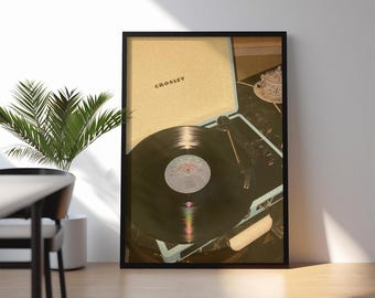 Vintage platenwinkelposter | Retro vinyl kunst aan de muur | Indiemuziekkamerdecoratie voor woonkamer | Esthetisch cadeau uit de jaren 70 voor muziekliefhebbers |