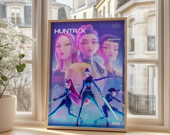 K-Pop Demon Hunter Inspired Poster | Dark Fantasy Girl Wall Art | Korean Pop Aesthetic Decor for Bedroom | Anime Style Fan Art Print |