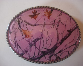 Womens belt buckle - Pink Camo