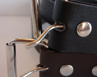 Riem voor Riem Gesp, Bonded Leather Snap Belt met GRATIS Plain Buckle - ZWART en BRUIN