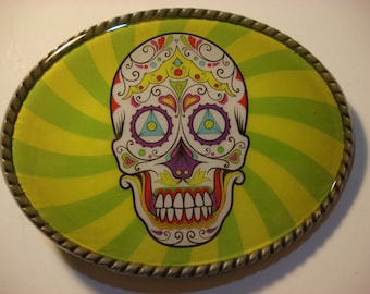 Jada Belt Buckle - Day of the Dead - Oval Wearable Art