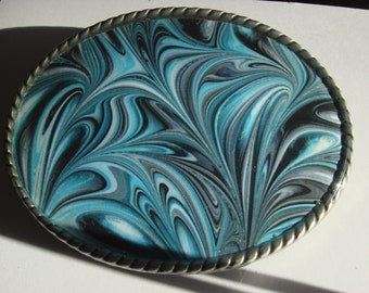 Jada Belt Buckle - Blue Marble - Oval Wearable Art