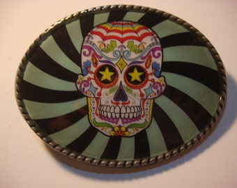 Jada Belt Buckle - Day of the Dead - Oval Wearable Art