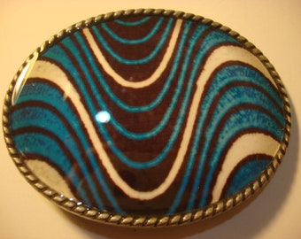 Jada Belt Buckle-groovy Blues-ovale Wearable Art