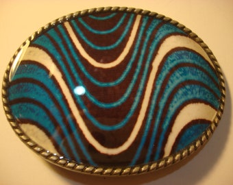 Jada Belt Buckle - Groovy Blues - Oval Wearable Art