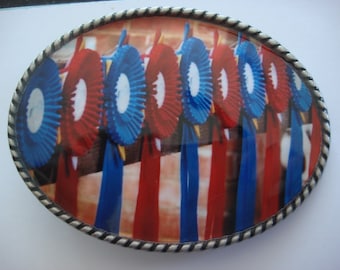 Jada Belt Buckle - Ribbons - Oval Wearable Art