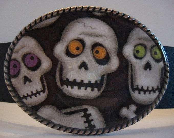 Halloween Belt Buckle Bone Dudes Day of the Dead Etsy