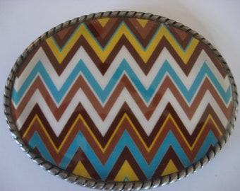 Jada Belt Buckle - Zigzag - Oval Wearable Art