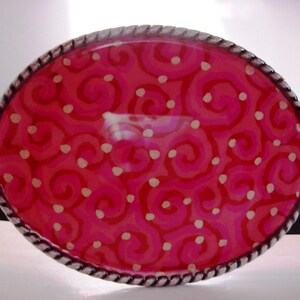 Belt Buckle, Pink Swirls