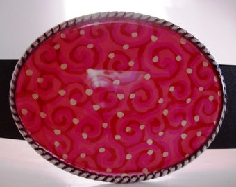 Belt Buckle, Pink Swirls