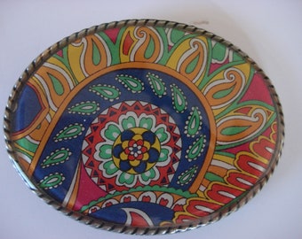 Jada Belt Buckle - Paisley - Oval Wearable Art