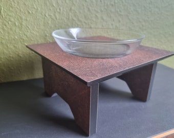 Feeding station cat FINI, rust look, raised feeding bowl, feeding bowl
