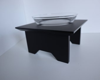 Feeding station cat STANISLAUS, black, raised feeding bowl, feeding bowl, senior cat