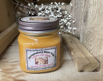Country Orange Danish,Jar Candle ,1 jar, Made in the USA, Half Pint,Moeggenborg Sugar Bush,bakery scent,Made in Michigan