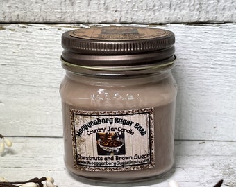 Chestnuts and brown sugar, Jar Candle, made in Michigan, Made in the USA,half pint,container candle, spice scent, Moeggenborg Sugar Bush