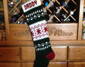 Personalized Christmas Stocking, Stockings, knitted, Teddy Bears, wedding gift, new baby gift, Moeggenborg Sugar Bush, unlined, lined