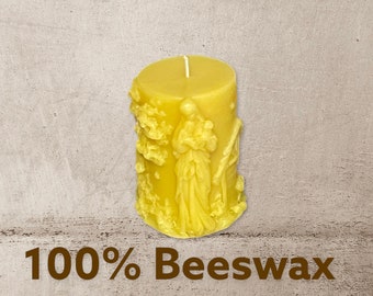 Beeswax Madonna,prayer candle,Catholic, burns over 78 hours, clean burning, cotton wick,Moeggenborg Sugar Bush,Made in Michigan, made in USA