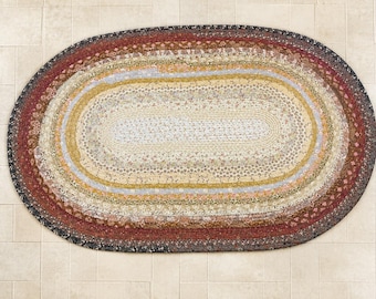 Oval Rug, 43"x28",handmade rug,green, cream,mauve, farmhouse medium rug, made in Michigan,Moeggenborg Sugar Bush