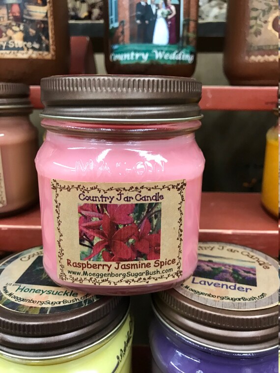 Jar Candles Raspberry Jasmine Spice mason jar 1/2 pint Etsy