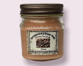 Clove, jar candle, Made in the USA, Made in Michigan, Primitive scent, Moeggenborg Sugar Bush, spicy scent, homey scent