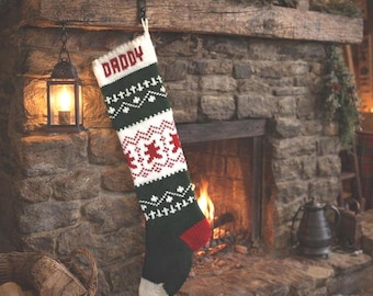 Personalized Christmas Stocking, Stockings, knitted, Teddy Bears, wedding gift, new baby gift, Moeggenborg Sugar Bush, unlined, lined