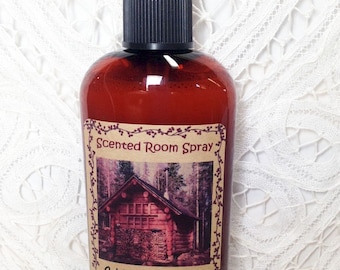 Room Spray,Cabin in the Woods,4 oz bottle,woodsy scent,bayberry scent,cinnamon scent,Made in America,Made in the USA,Moeggenborg Sugar Bush