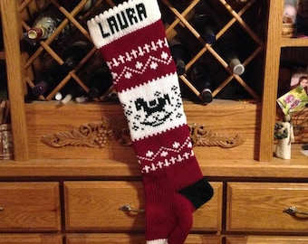 Personalized Christmas Stocking,Made in Michigan,Made in the USA,rocking horse,new baby gift,Moeggenborg Sugar Bush, lined