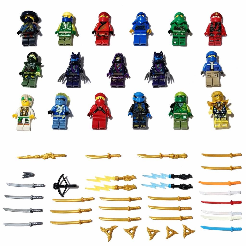 LEGO Ninjago Minifigure & Weapon Lot – Ninja Figures, Golden
