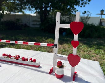 Model Horse Jump Set Handmade – 1:9 Scale Breyer Accessories – Red Hearts