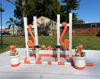 Model Horse Jump Set Handmade – 1:9 Scale Breyer Accessories – Peach Scroll