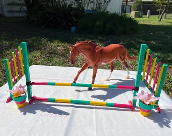 Model Horse Jump Set Handmade – 1:9 Scale Breyer Accessories – Bright Colors