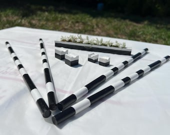 Black/White Poles, Box and Risers – Handmade 1:9 Scale Model Horse Trail Set