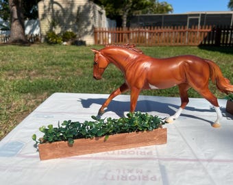 Oak Brush Box for Model Horses, Doll House Decor