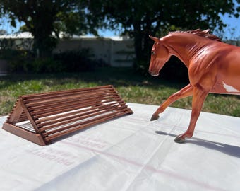 Model Horse Cross Country Coop Jump with Flags, Handmade | 1:9 Scale