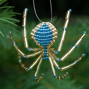 Christmas Spider Ornament, Gold & Turquoise, Legend of the Christmas Spider, Christmas Decor, image 1