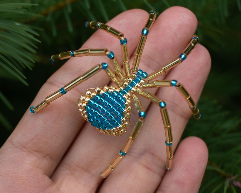 Christmas Spider Ornament, Gold & Turquoise, Legend of the Christmas Spider, Christmas Decor, image 3