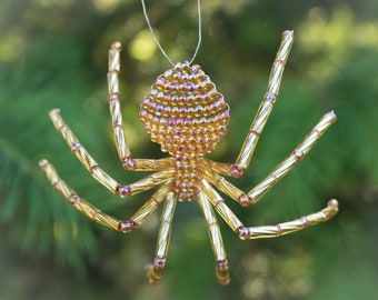 Christmas Spider Ornament Rose Gold, Beaded Spider Christmas Tree Ornament, Legend of the Christmas Spider