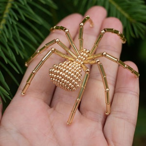 Christmas Beaded Spider Ornament, Gold Christmas Tree Ornament, Legend of the Christmas Spider included image 4