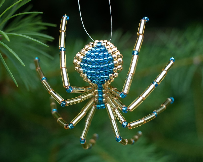 Christmas Spider Ornament, Gold & Turquoise, Legend of the Christmas Spider, Christmas Decor, image 1