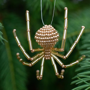 Christmas Beaded Spider Ornament, Gold Christmas Tree Ornament, Legend of the Christmas Spider included image 2