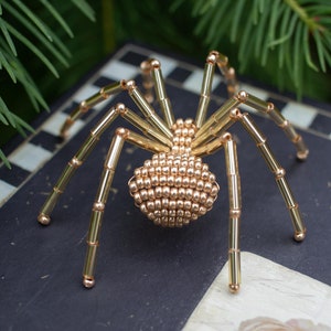 Christmas Beaded Spider Ornament, Gold Christmas Tree Ornament, Legend of the Christmas Spider included image 3