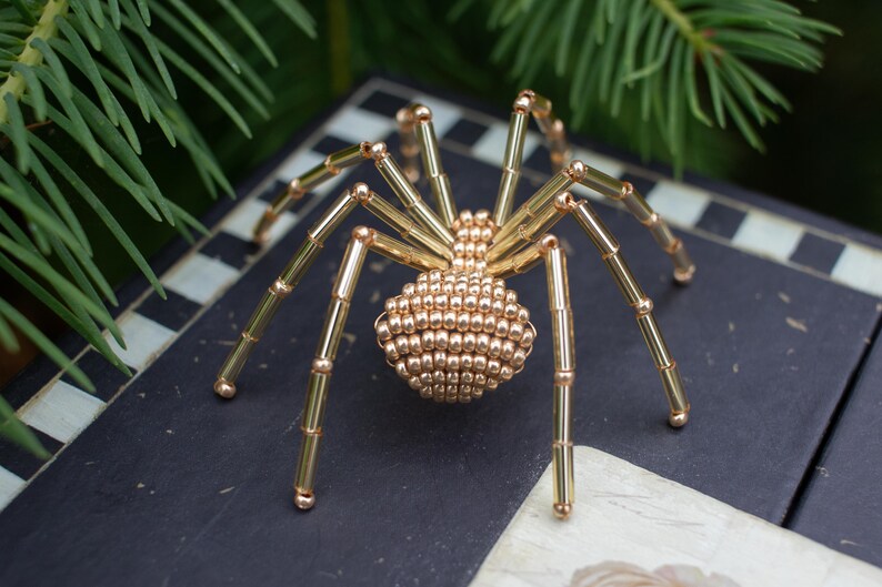 Christmas Beaded Spider Ornament, Gold Christmas Tree Ornament, Legend of the Christmas Spider included image 3