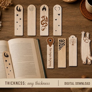 Laser Cut Bookmark SVG Bundle | Cat, Dragon, Tree Designs (Digital Download)