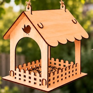 Bird Feeder SVG Laser Cut Files – Wooden Bird Feeder Template – Laser Cut Files DXF – Glowforge LightBurn CNC