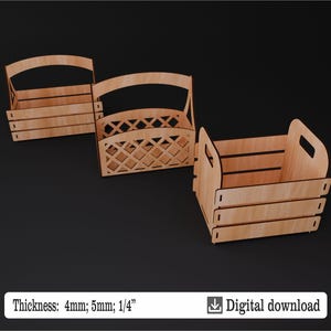 Flower Basket- Laser cut files- Basket with Handle, Box